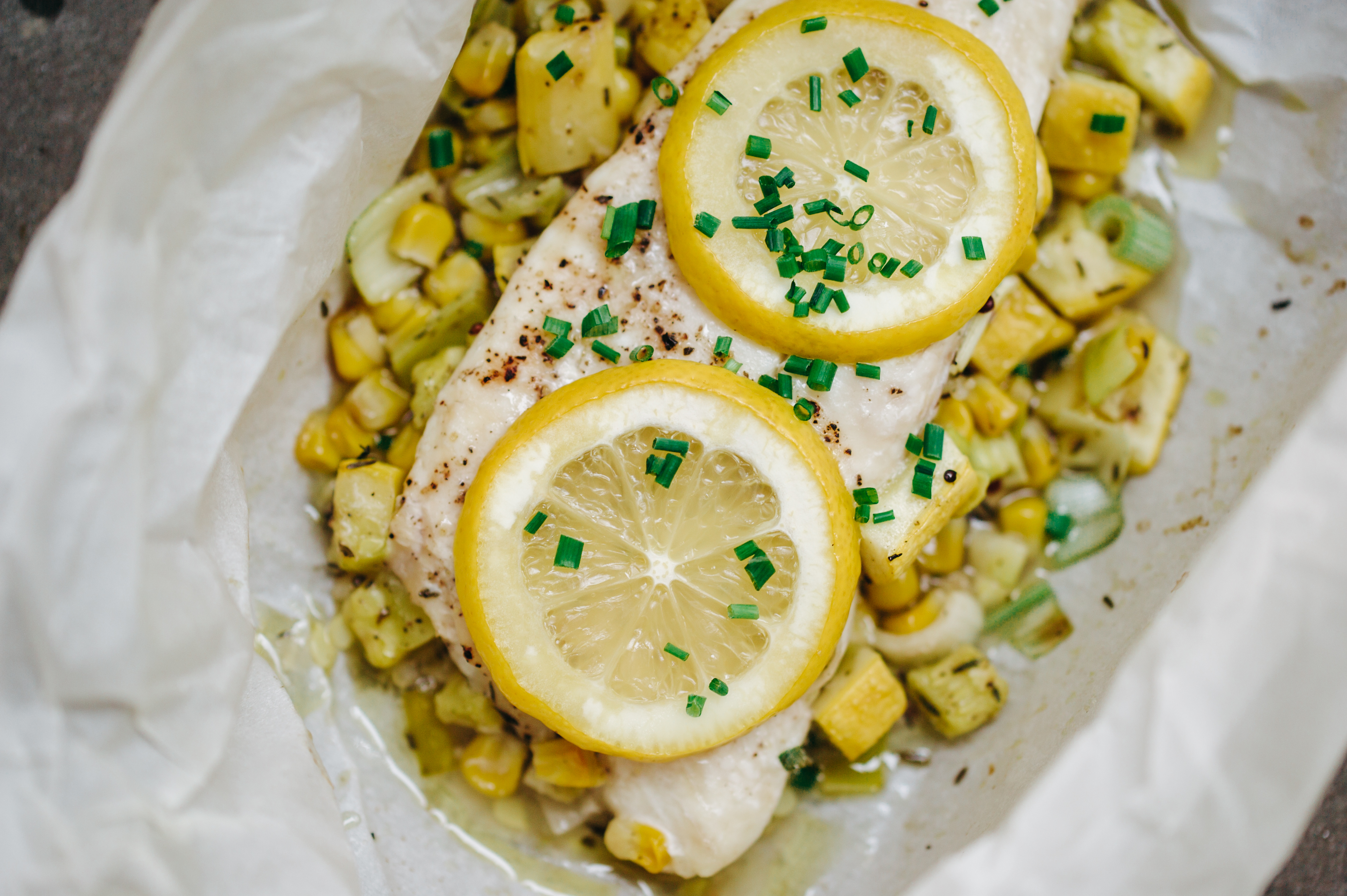 Fish en Papillote with vegetables